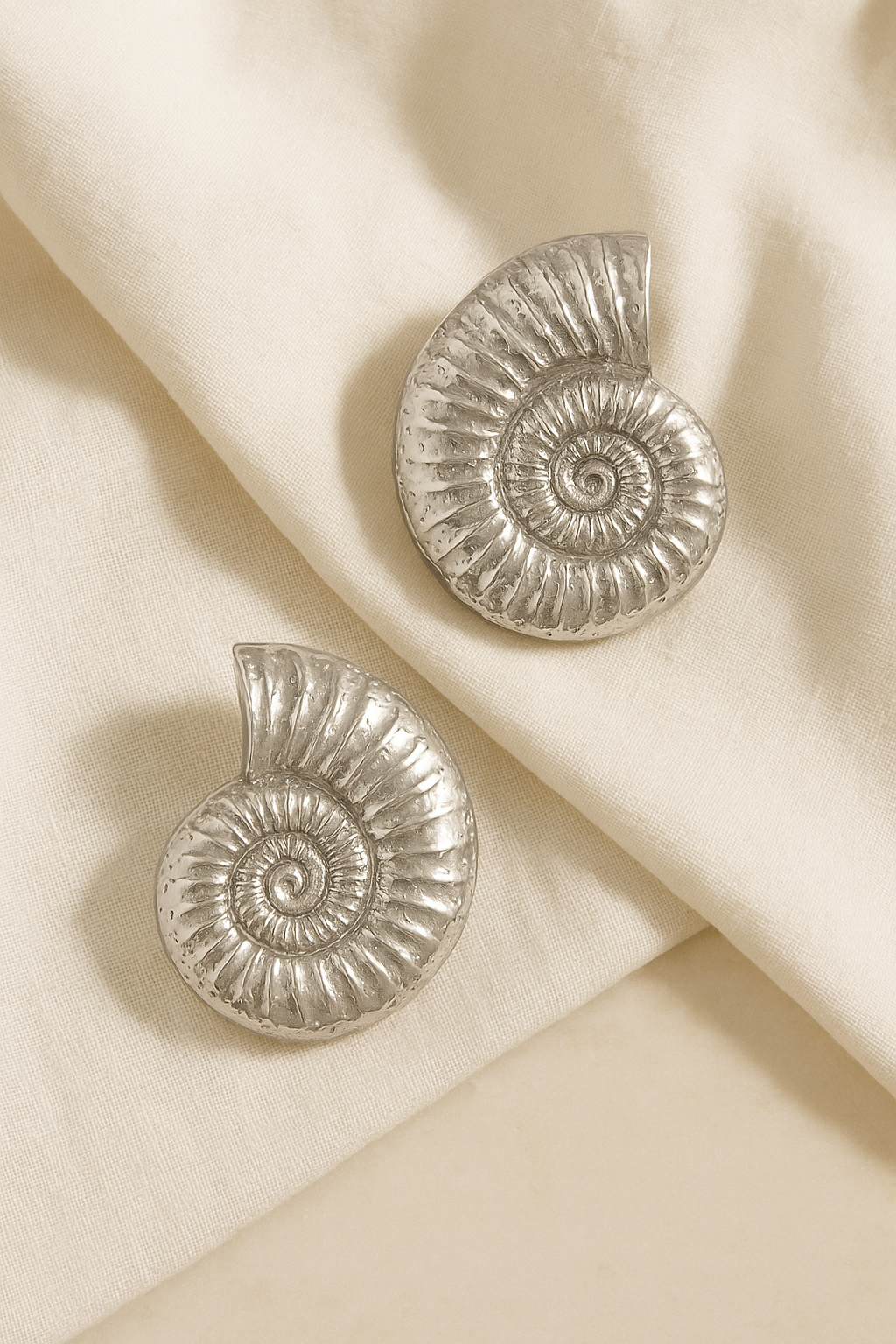 Antique Silver Spiral Shell Earrings for Women | Nautical-Inspired Statement Studs | Handcrafted Oxidized Boho Jewelry for Casual & Festive Wear