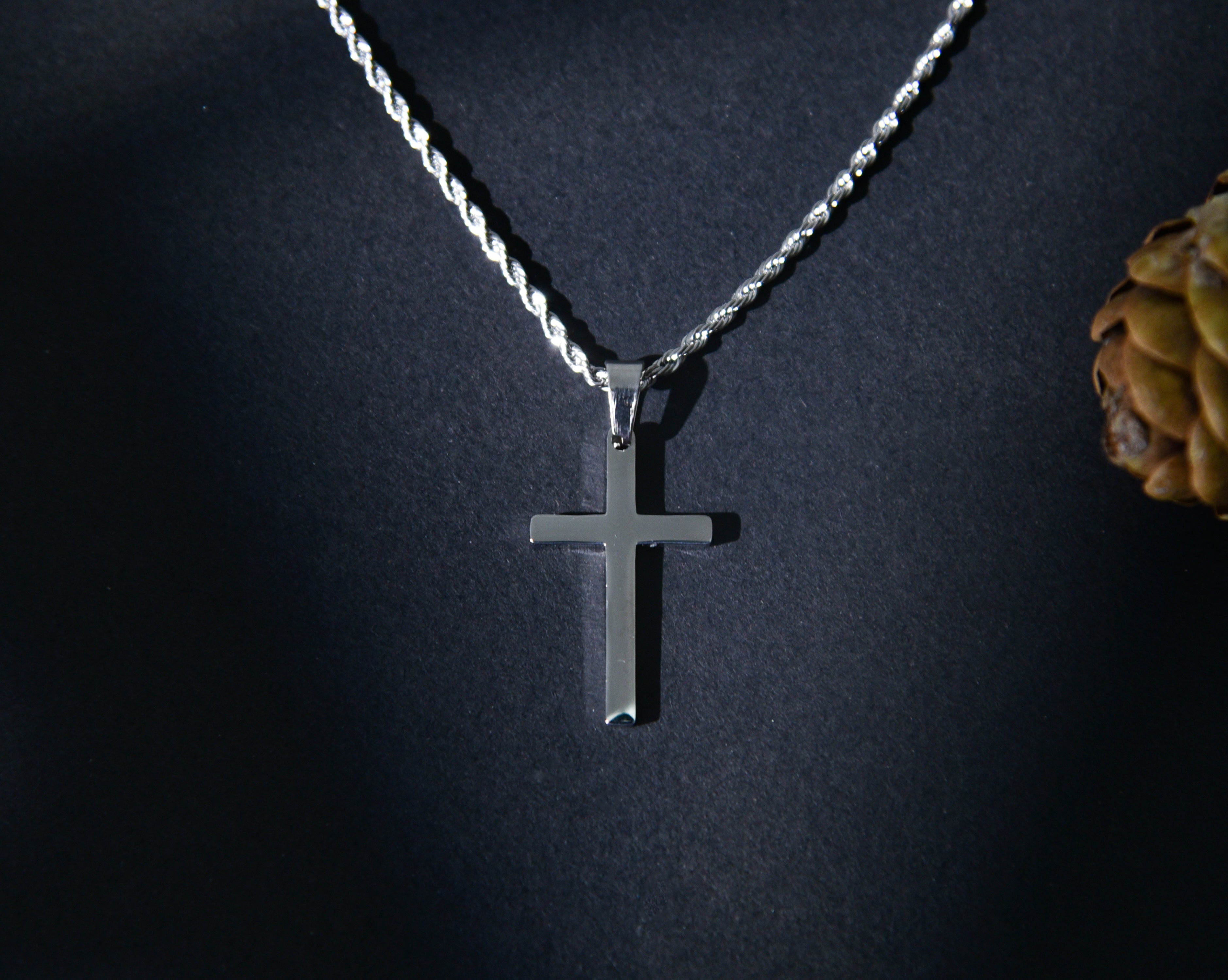 Silver Cross Pendant – Silver Enamel