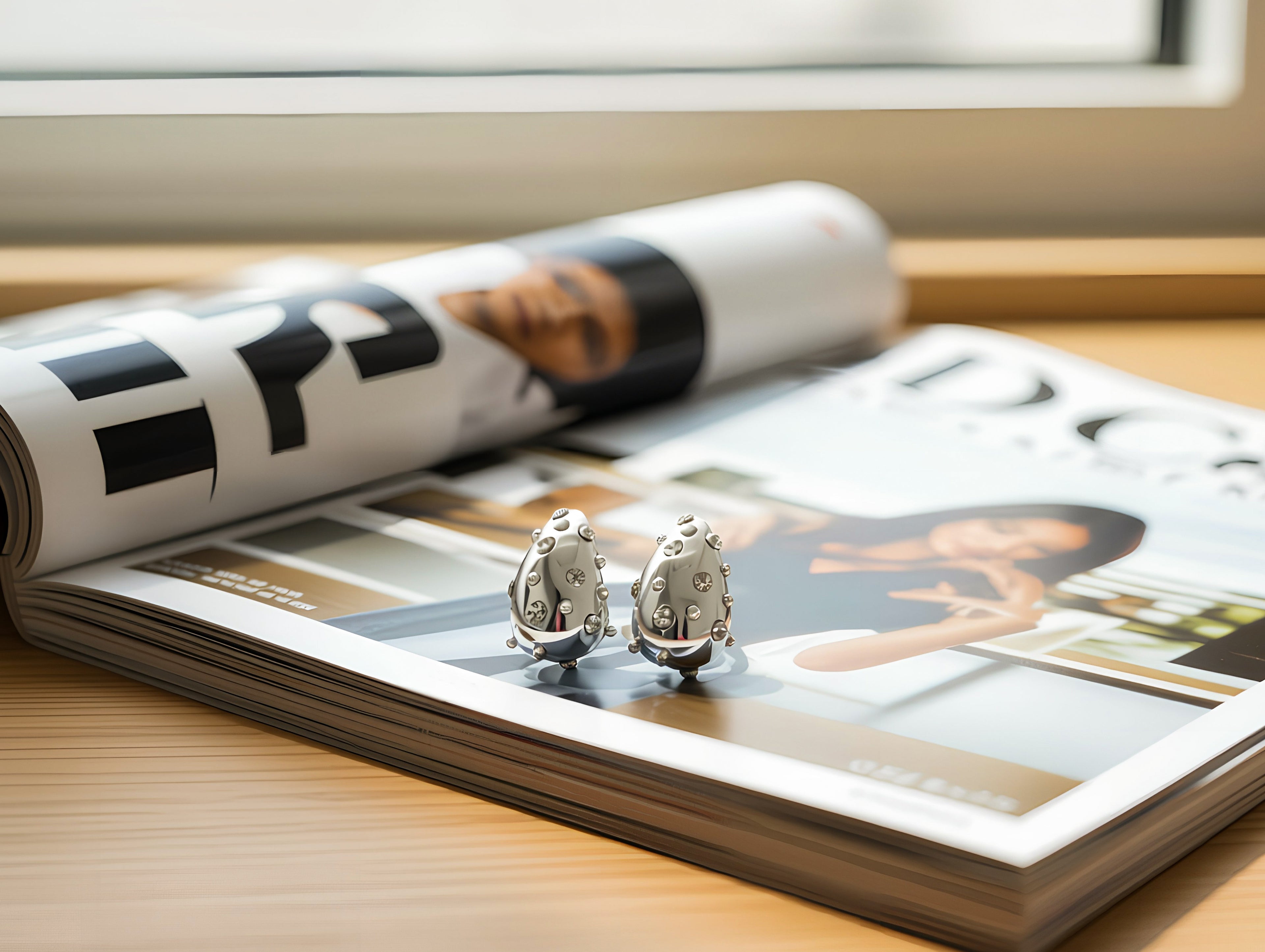 ARC Silver Statement Earrings with Crystal Accents – Bold Rhinestone Hoop Design for Women