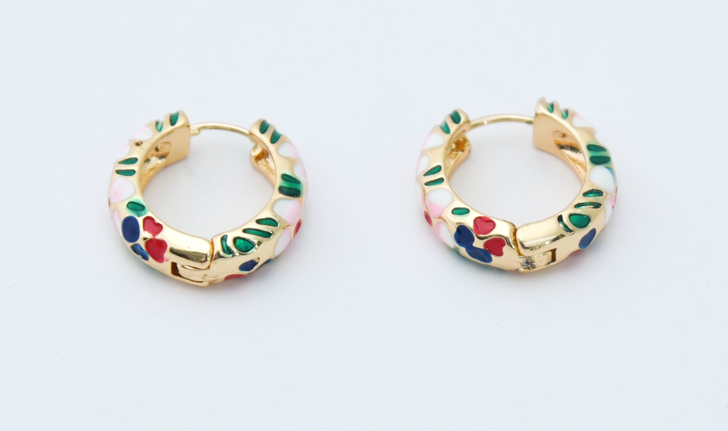 Multicolour Floral Enamel Loop Earrings