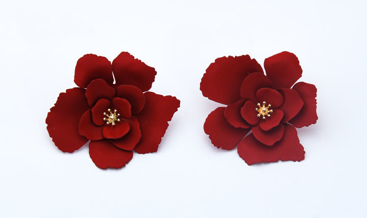 Red Flower Metal earrings