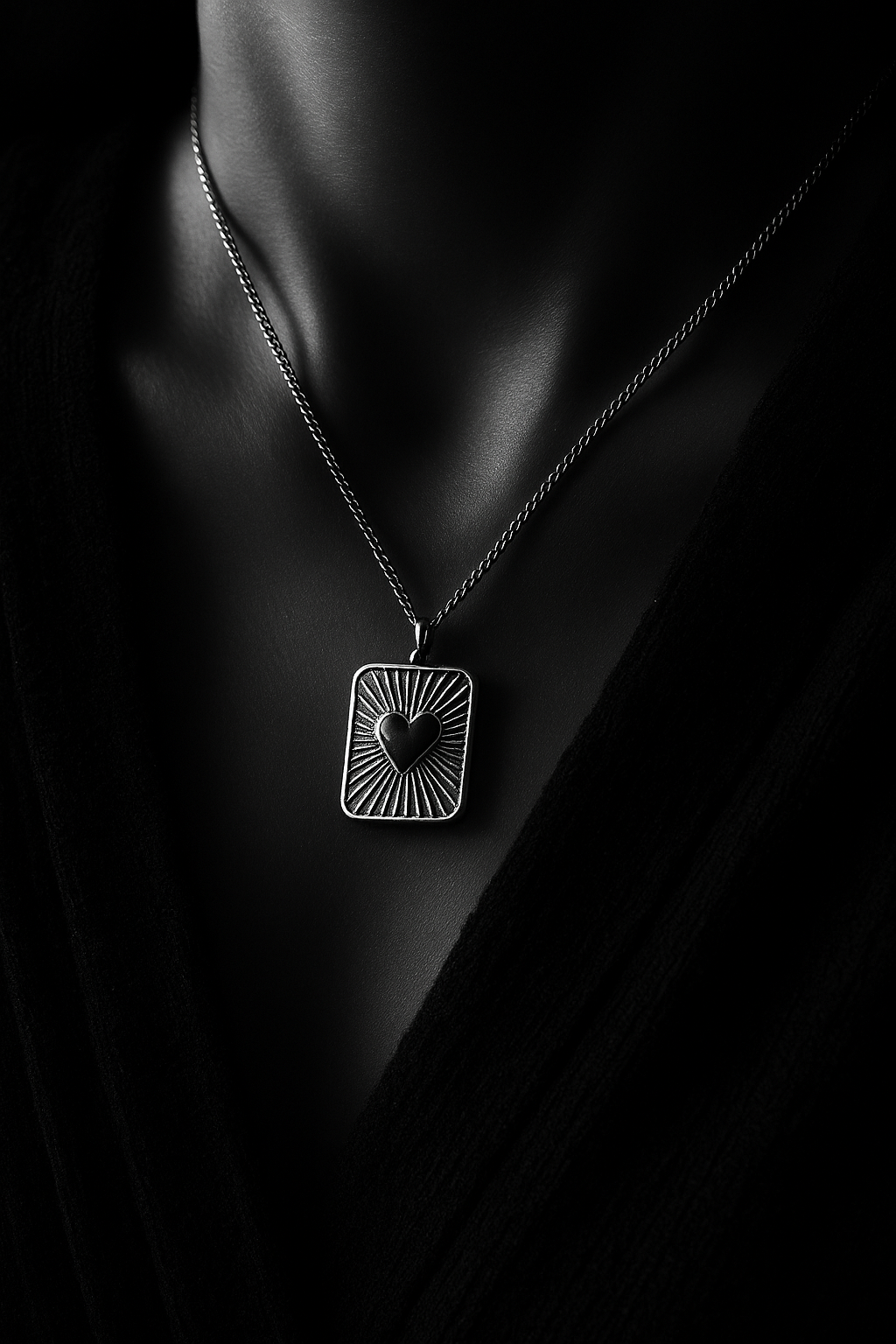Elegant Silver Heart Pendant Necklace with Green Enamel | Women's Luxury Jewelry