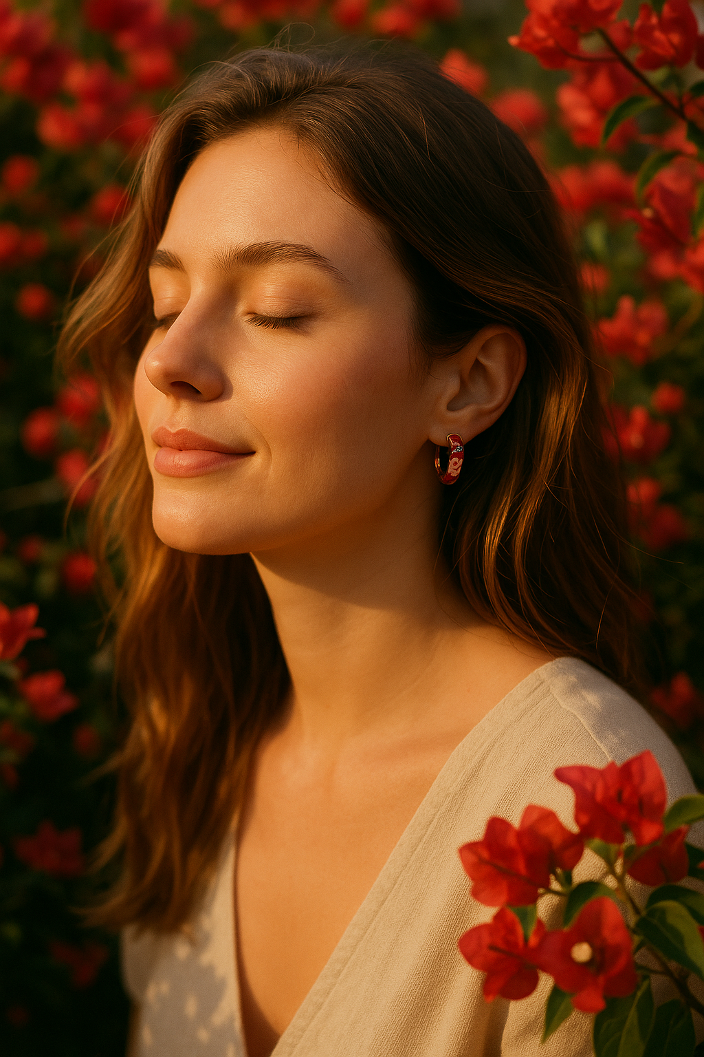 Hand-Painted Enamel Floral Hoop Earrings for Women | Traditional Red & Gold Indian Style Earrings | Lightweight Ethnic Jewelry for Festive & Casual Wear
