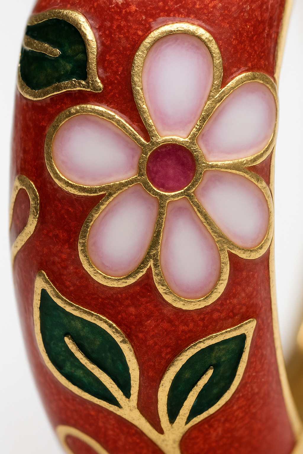 Hand-Painted Enamel Floral Hoop Earrings for Women | Traditional Red & Gold Indian Style Earrings | Lightweight Ethnic Jewelry for Festive & Casual Wear