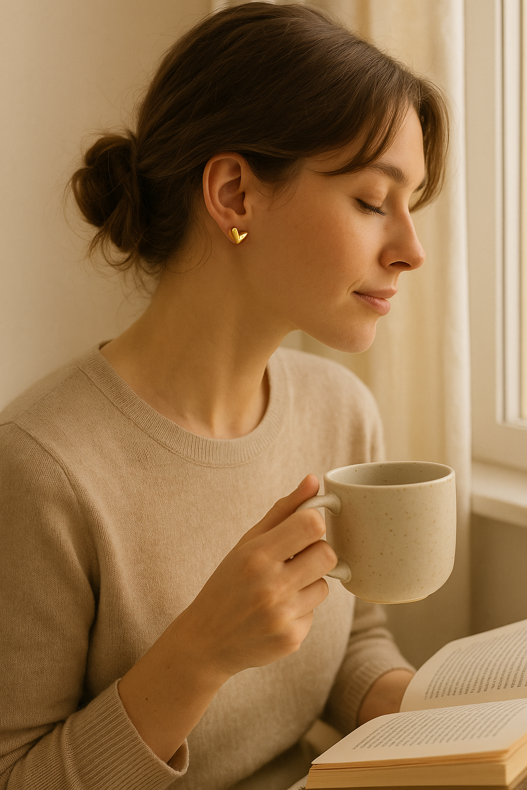 Minimal Gold Heart Stud Earrings – Everyday Lightweight Jewelry for Women | Elegant & Timeless Look