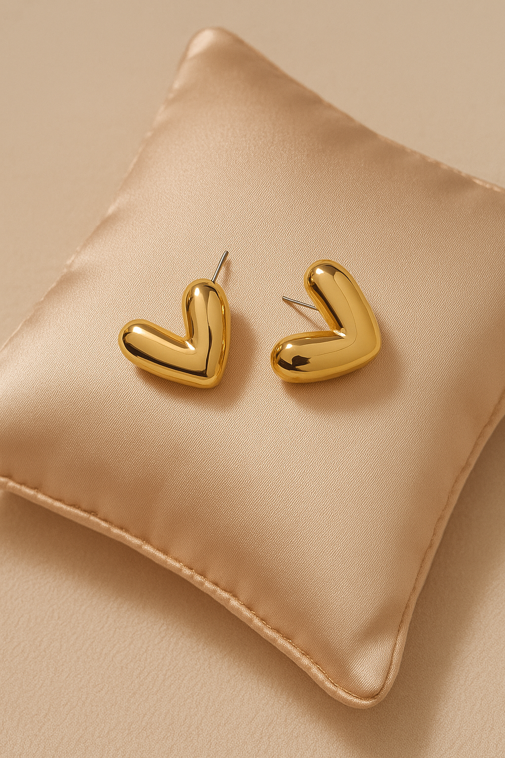 Minimal Gold Heart Stud Earrings – Everyday Lightweight Jewelry for Women | Elegant & Timeless Look