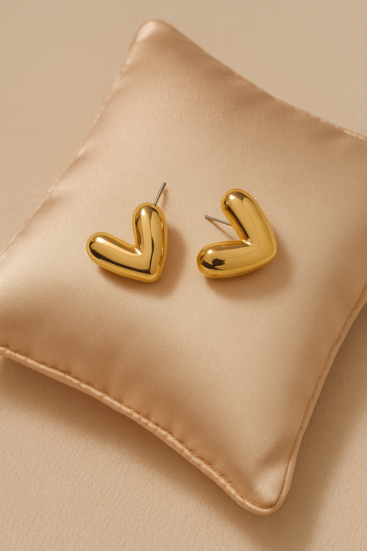 Minimal Gold Heart Stud Earrings – Everyday Lightweight Jewelry for Women | Elegant & Timeless Look