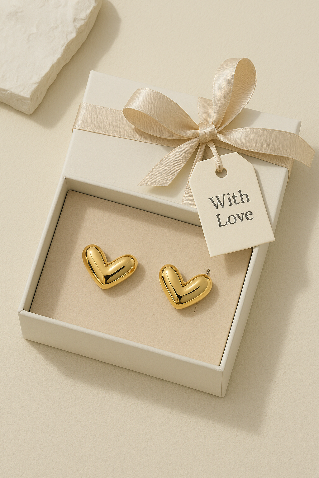 Minimal Gold Heart Stud Earrings – Everyday Lightweight Jewelry for Women | Elegant & Timeless Look