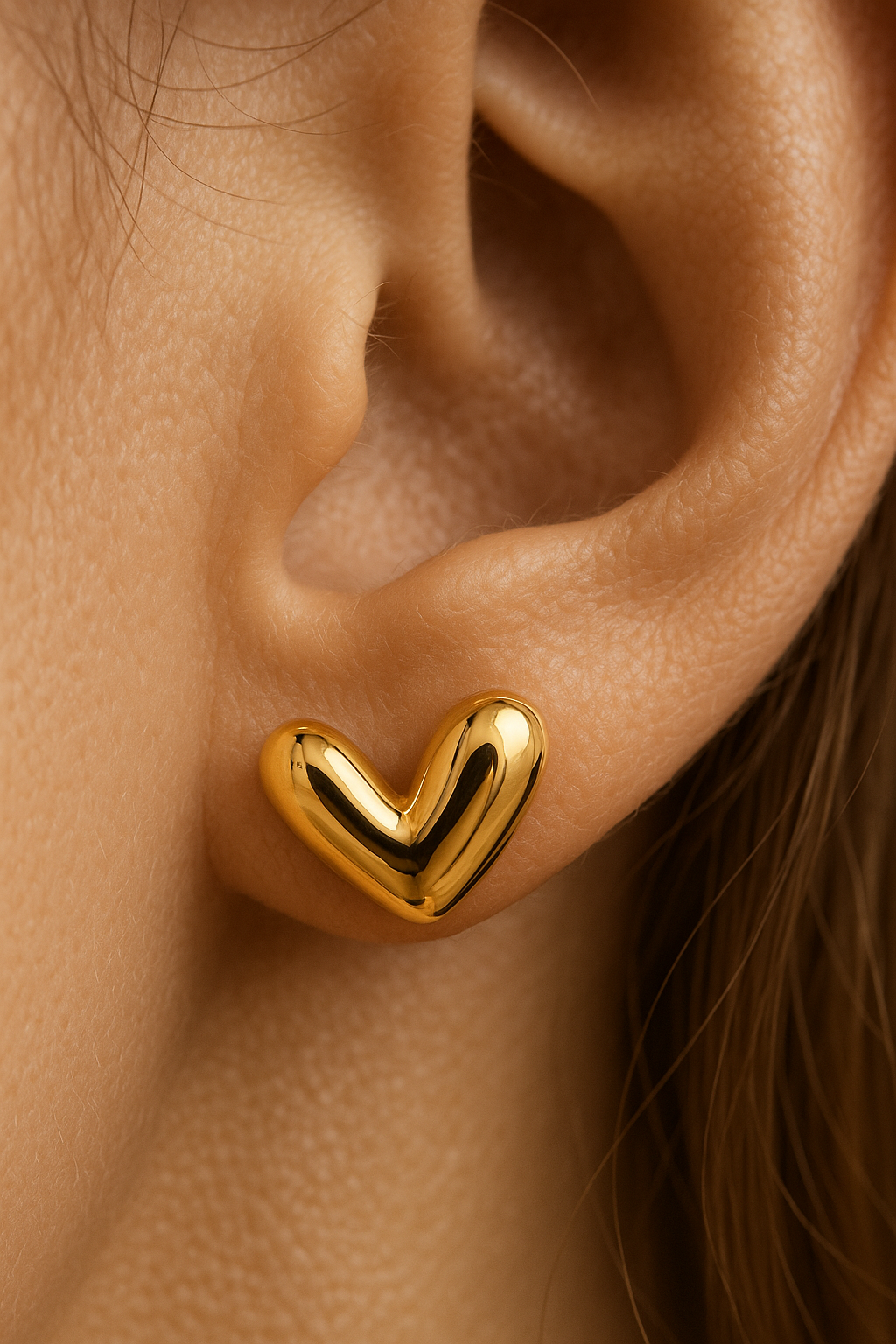 Minimal Gold Heart Stud Earrings – Everyday Lightweight Jewelry for Women | Elegant & Timeless Look