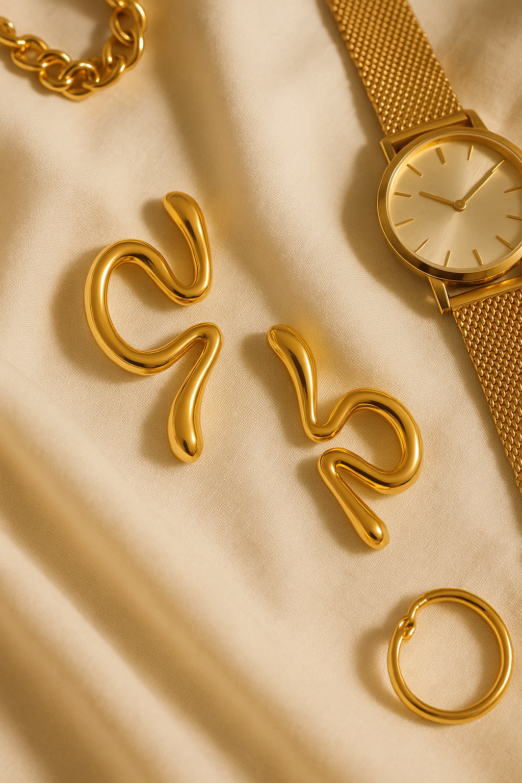 Abstract Fluid Gold Statement Earrings