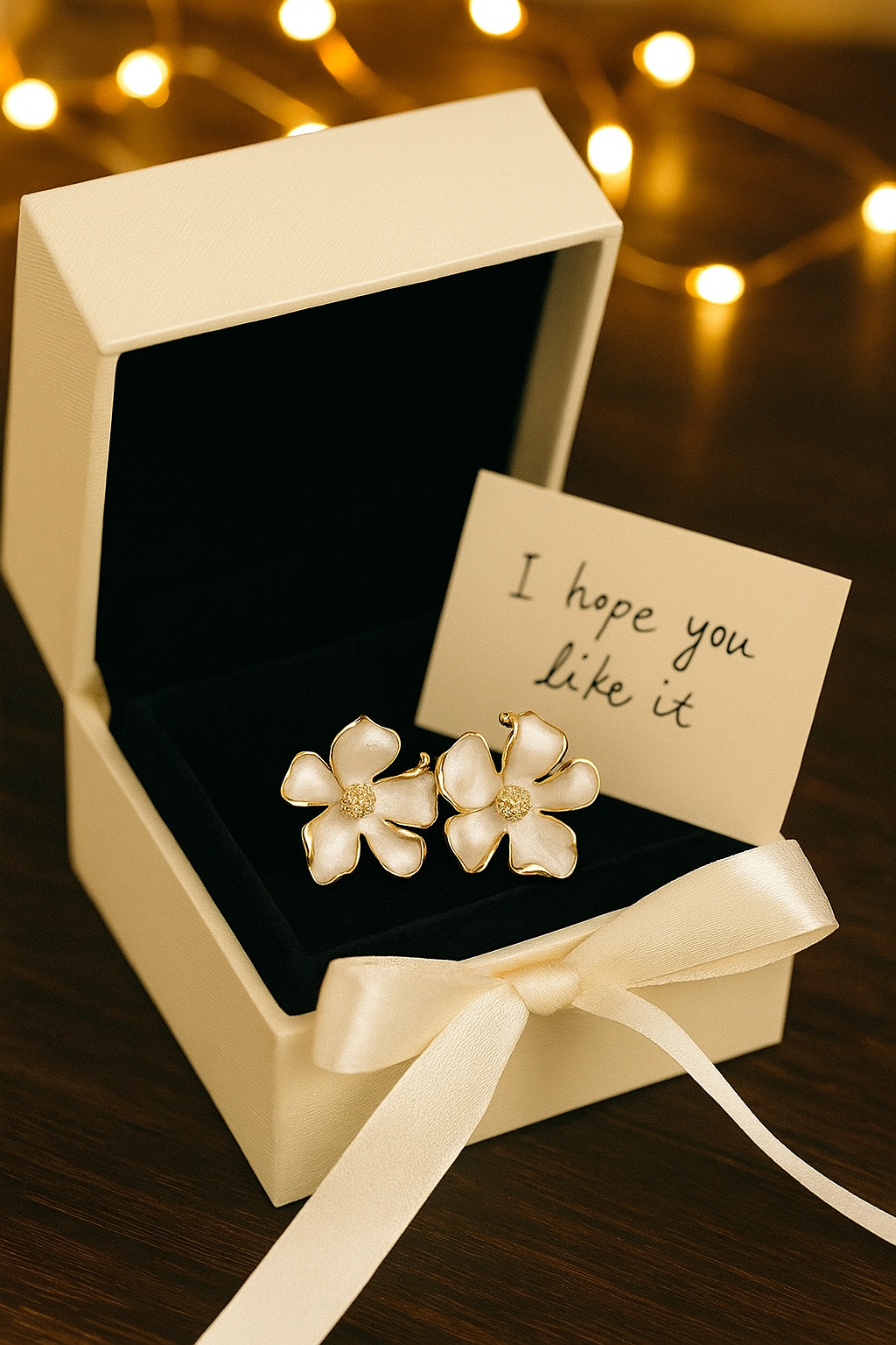 Elegant Floral Pearl Enamel Stud Earrings