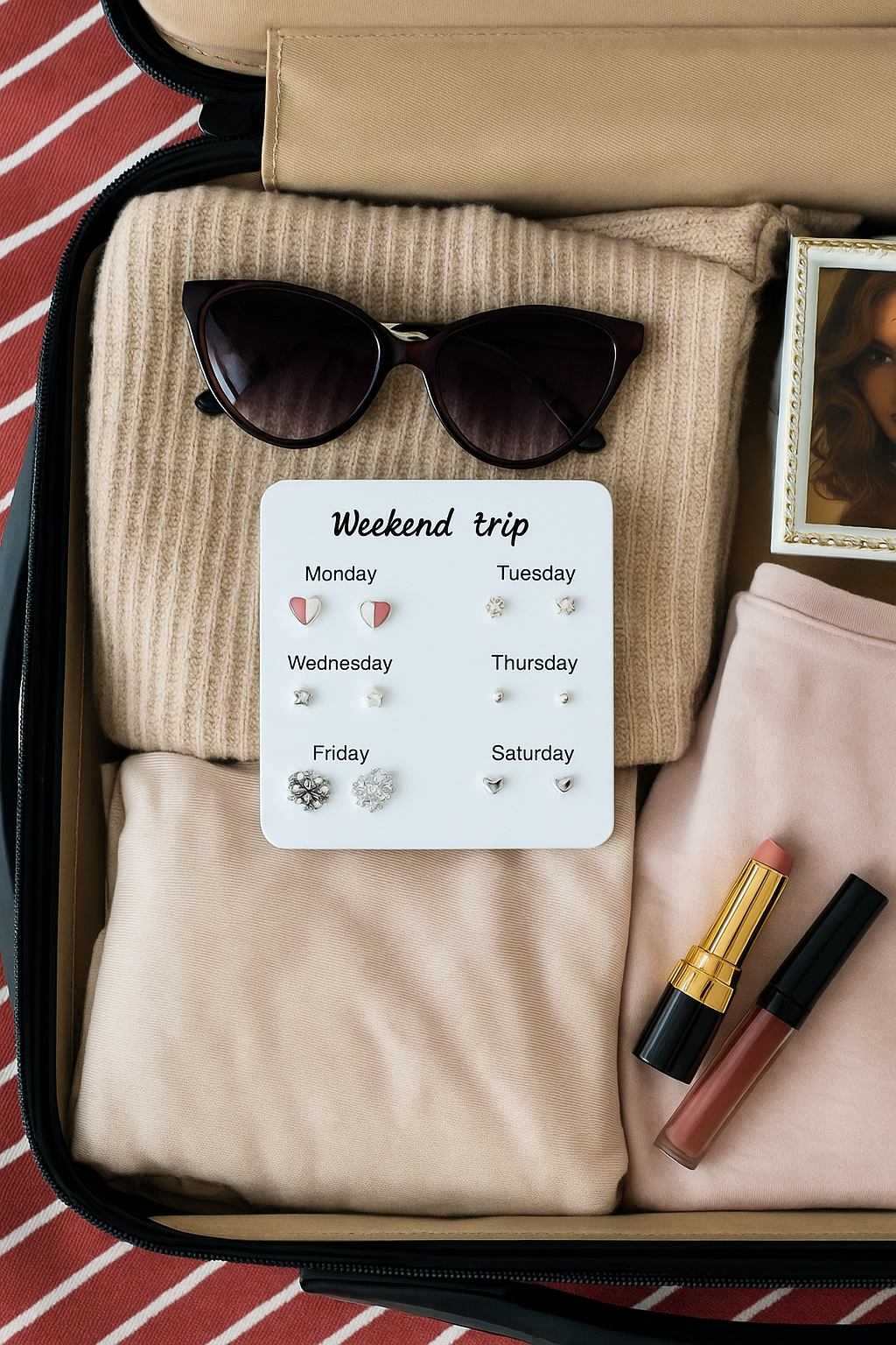 7-Pair Cute Stud Earrings Set for Girls – Weekly Hypoallergenic Earrings with Heart, Star & Snowflake Designs