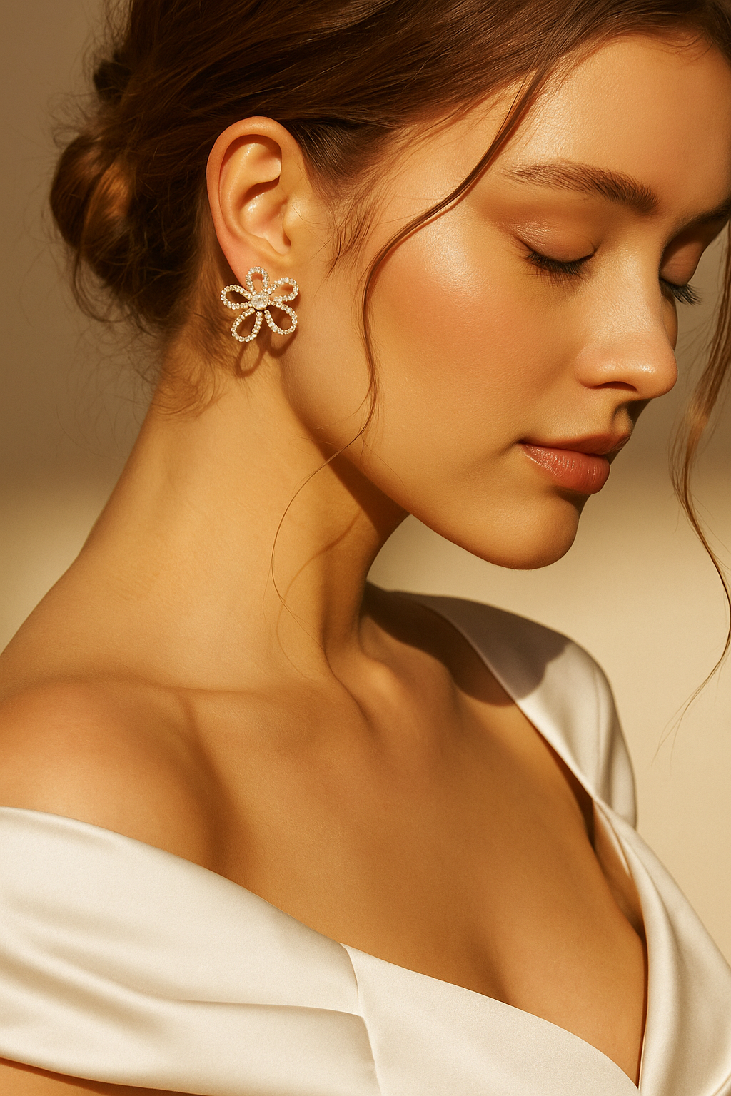 Elegant Pearl Flower Earrings – Gold-Plated Statement Studs for Women | Bridal & Party Jewelry