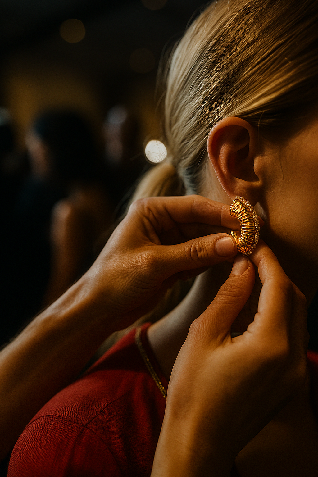 Gold Textured Hoop Earrings for Women | Luxury Rhinestone Statement Earrings | 316L Stainless Steel | Hypoallergenic & Tarnish-Free