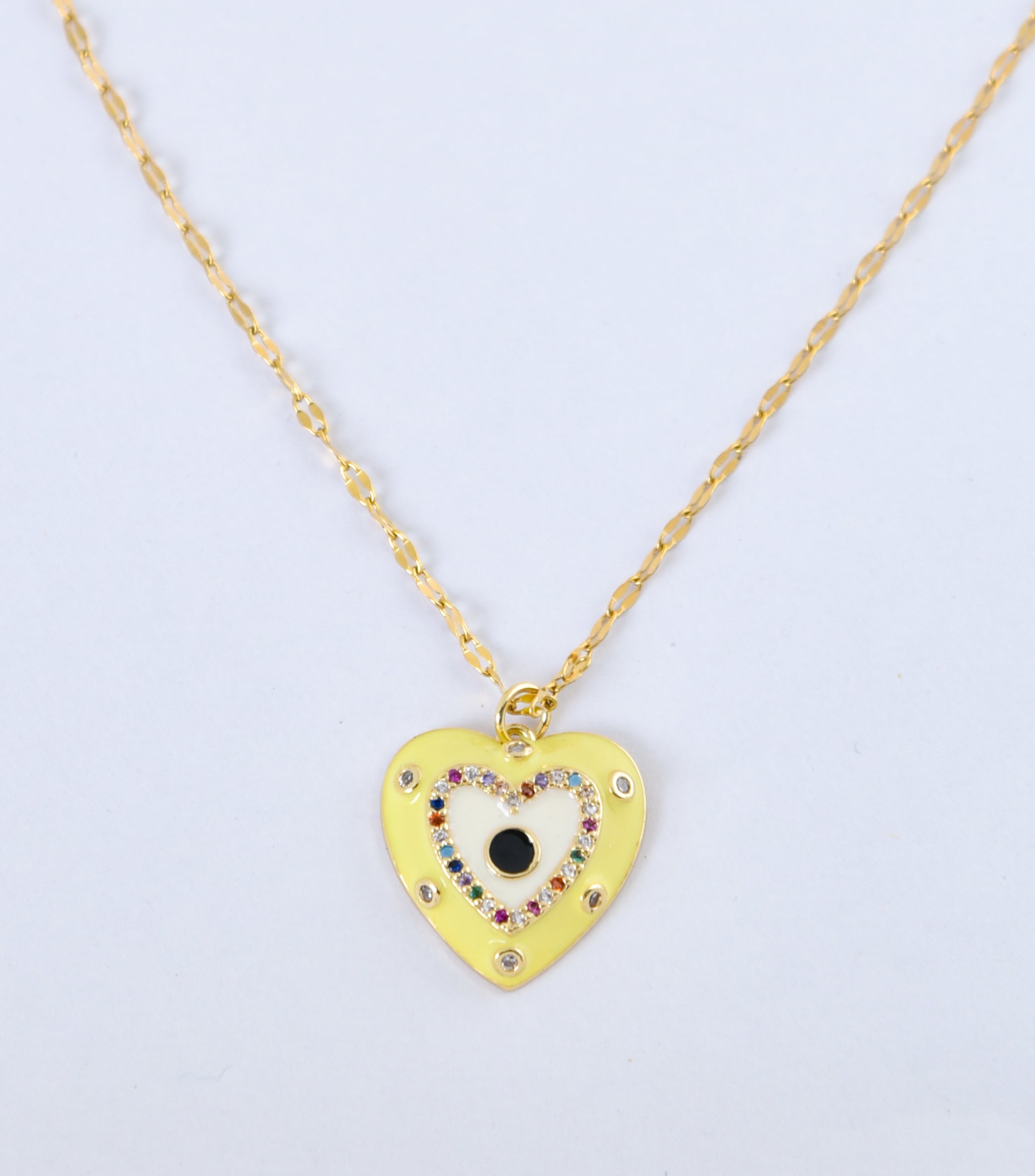 Yellow Heart Evil Eye Pendant