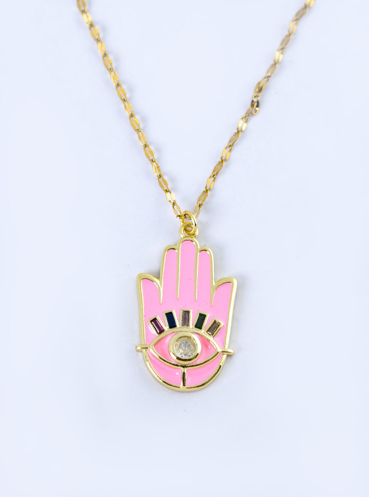 Pink Hamsa Pendant