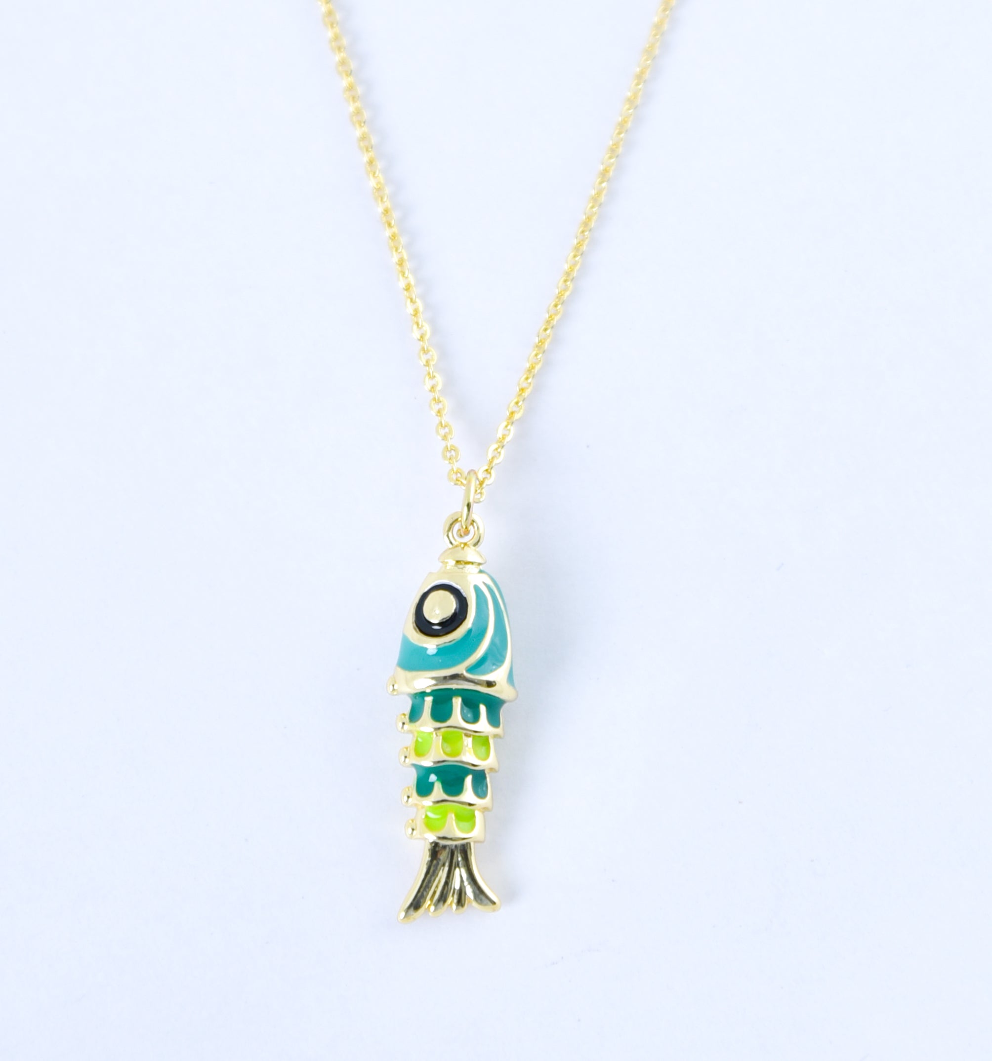 Blue Enamel Fish Pendant