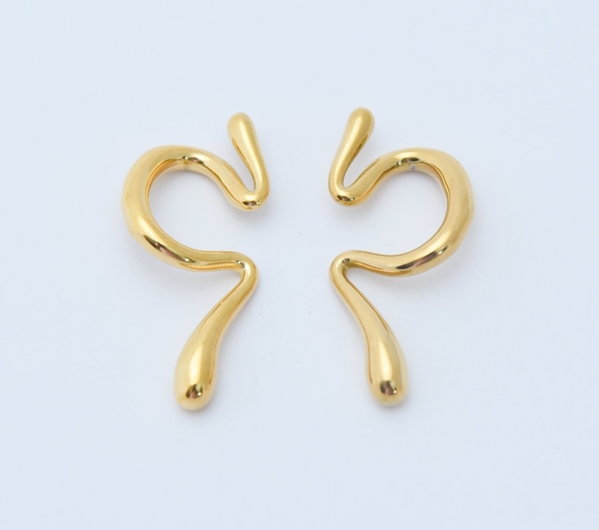 Abstract Fluid Gold Statement Earrings