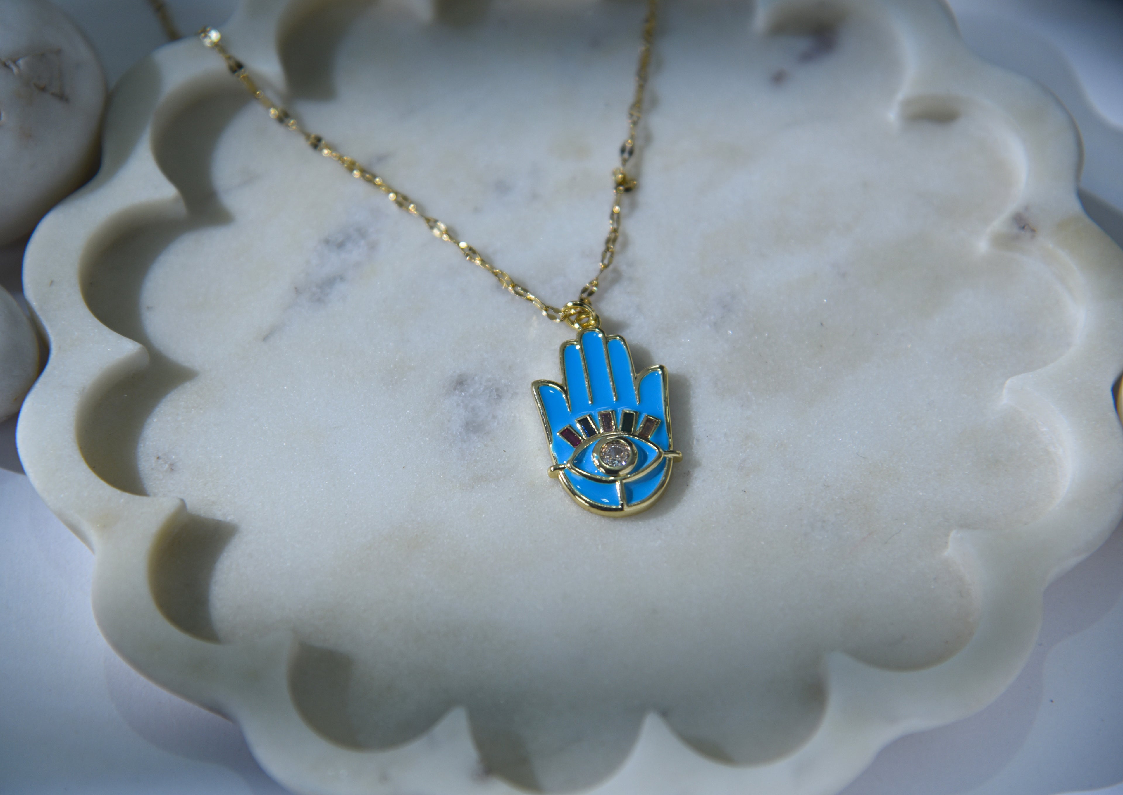 Blue Hamsa Pendant