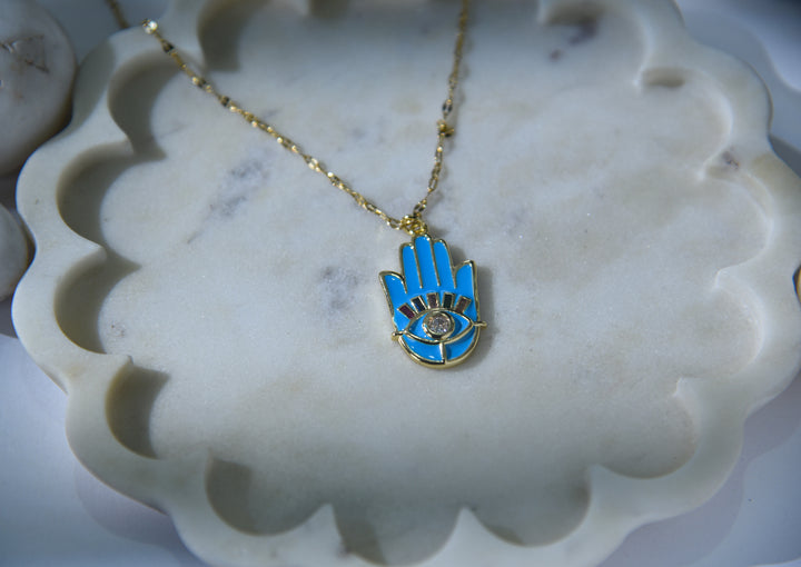 Blue Hamsa Pendant