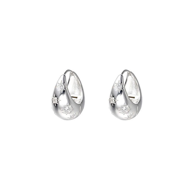 Silver Star Hoop Earrings