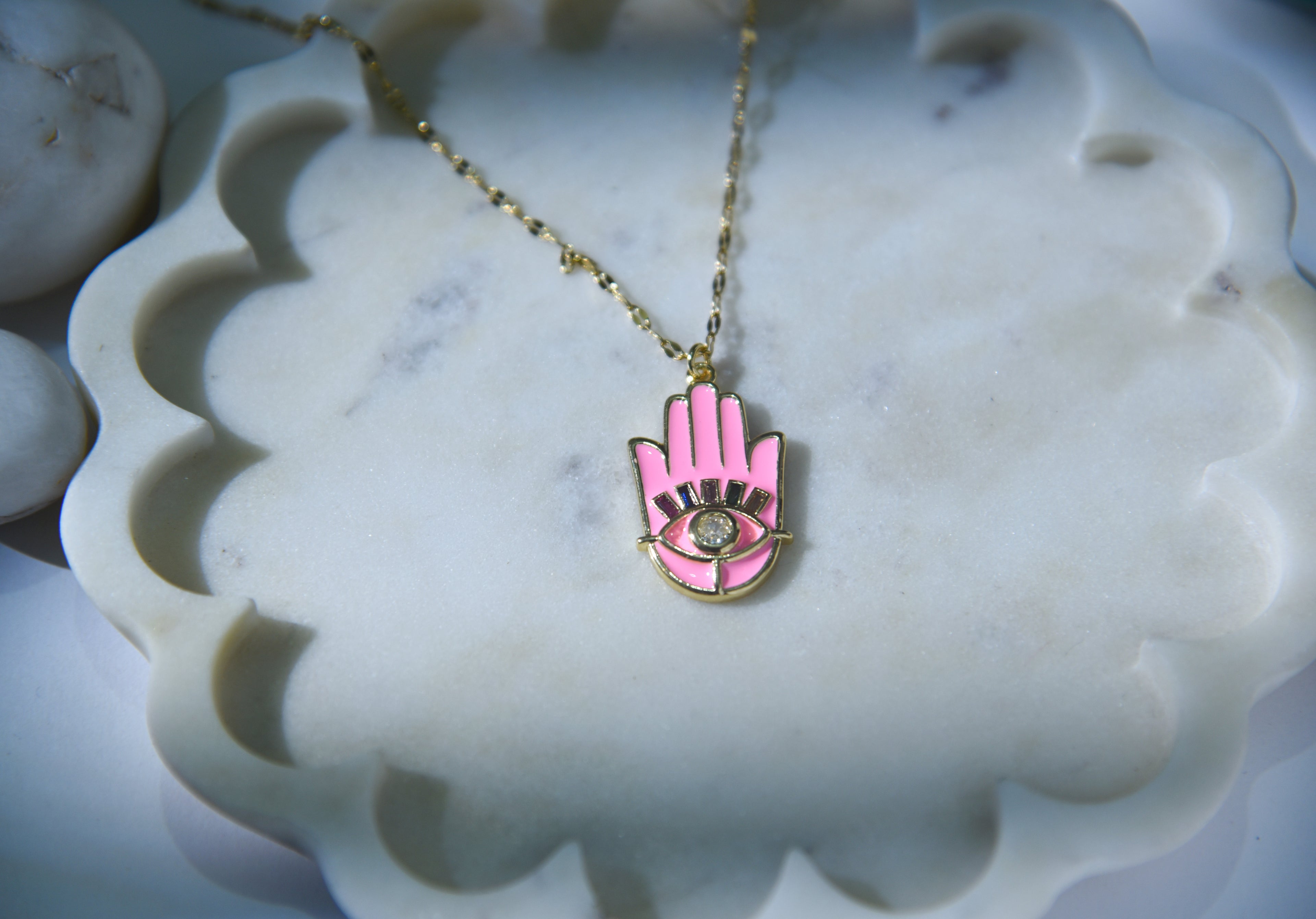 Pink Hamsa Pendant