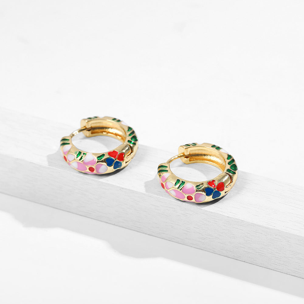 Enamel  Multicolor Loop Earrings