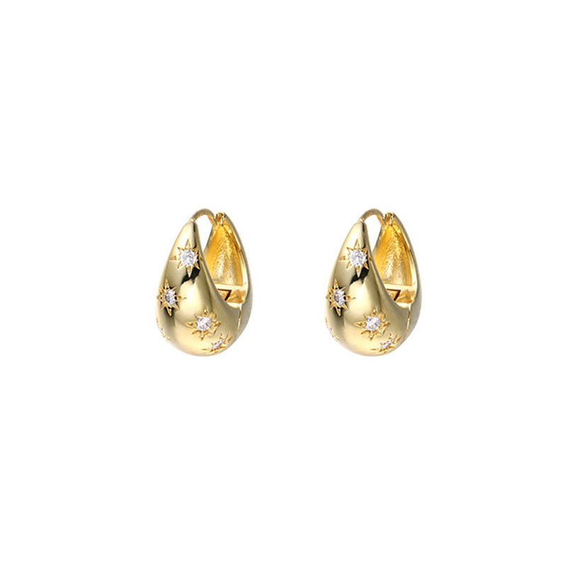 Golden Glimmer Star Hoop Earrings